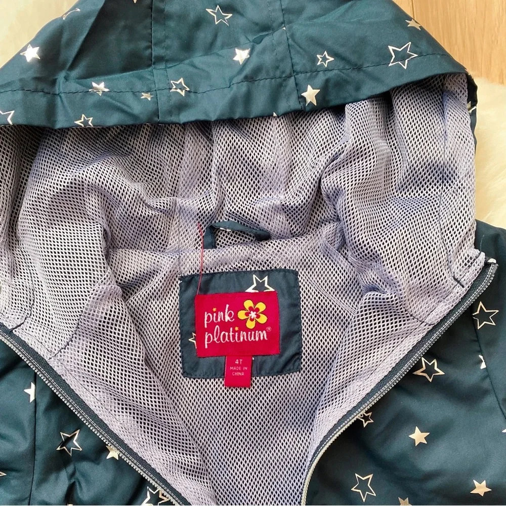 Pink Platinum, silver stars jacket, size 4T